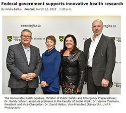 SPHERU's Gabriela Novotna and Shanthi Johnson's work were recognized by MP Ralph Goodale on March 12. SPHERU's Gabriela Novotna and Shanthi Johnson's work were recognized by MP Ralph Goodale on March 12.